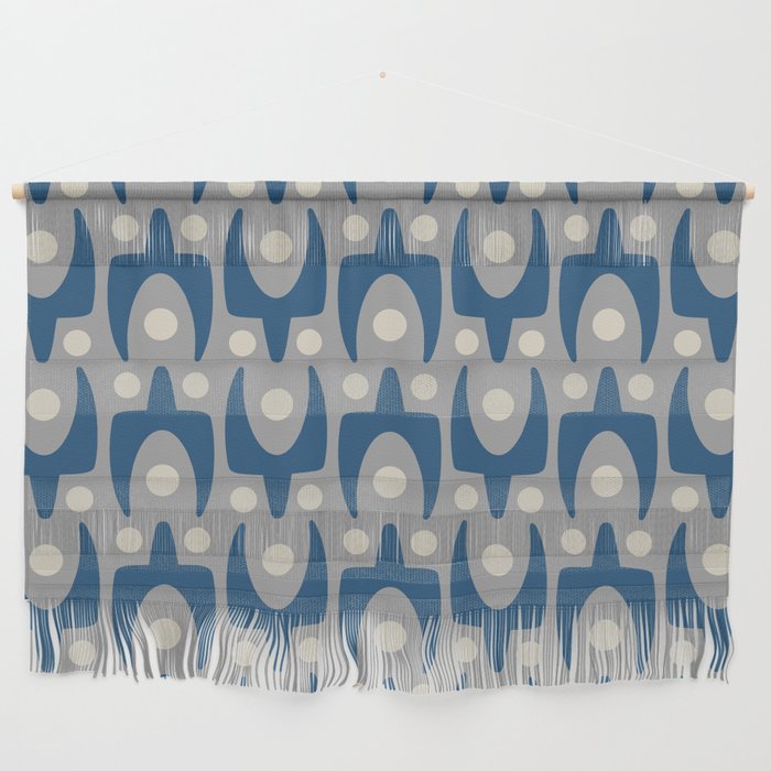 Mid Century Modern Abstract Pattern 147 Scandi Gray And Blue Wall Hanging