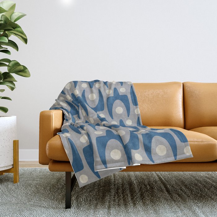 Mid Century Modern Abstract Pattern 147 Scandi Gray And Blue Throw Blanket