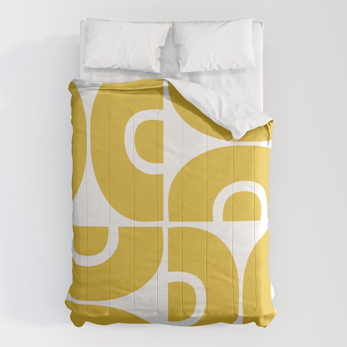 Mid Century Modern Abstract Pattern 7721 Mustard Yellow Comforter