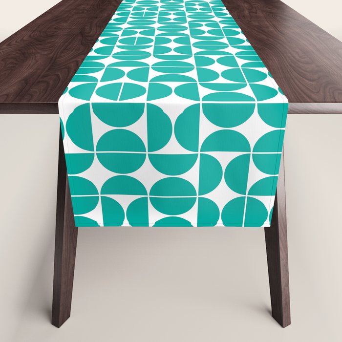 Mid Century Modern Geometric 04 Turquoise Table Runner
