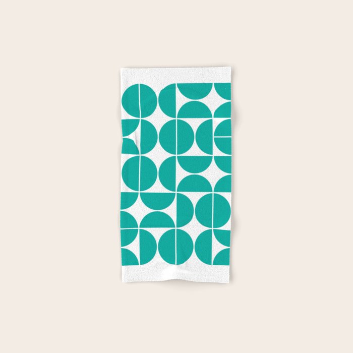 Mid Century Modern Geometric 04 Turquoise Bath Towel