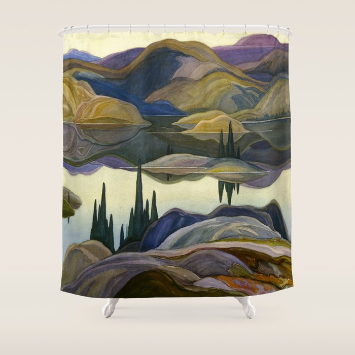 Canadian Landscape Franklin Carmichael Art Nouveau Post-Impressionism Mirror Lake Shower Curtain