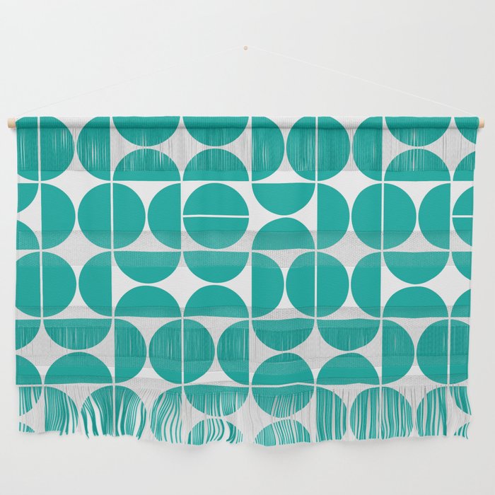 Mid Century Modern Geometric 04 Turquoise Wall Hanging