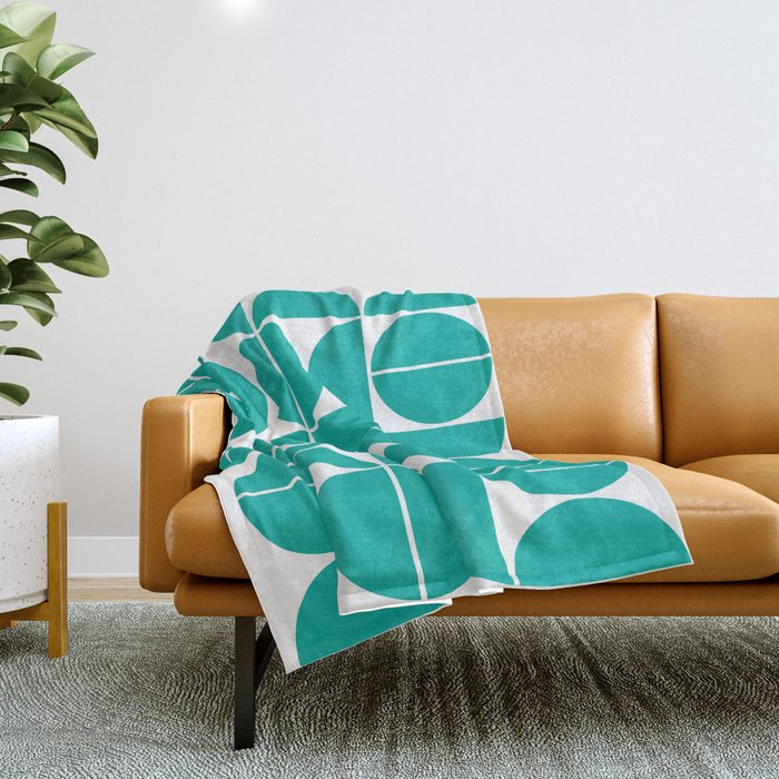 Mid Century Modern Geometric 04 Turquoise Throw Blanket