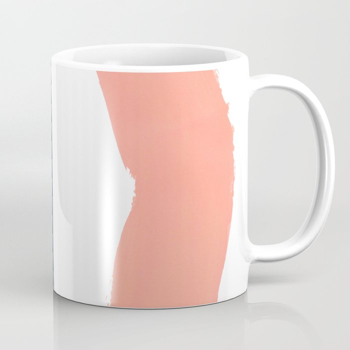 Mid Century Modern Abstract Minimalist Shapes Teal Blue Salmon Pink Coffee Mug