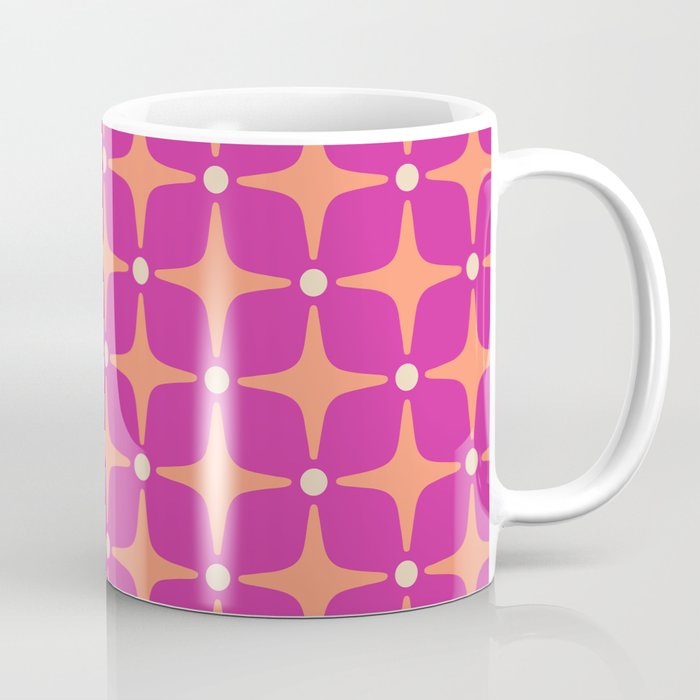 Mid Century Modern Star Pattern 143 Magenta And Orange Coffee Mug