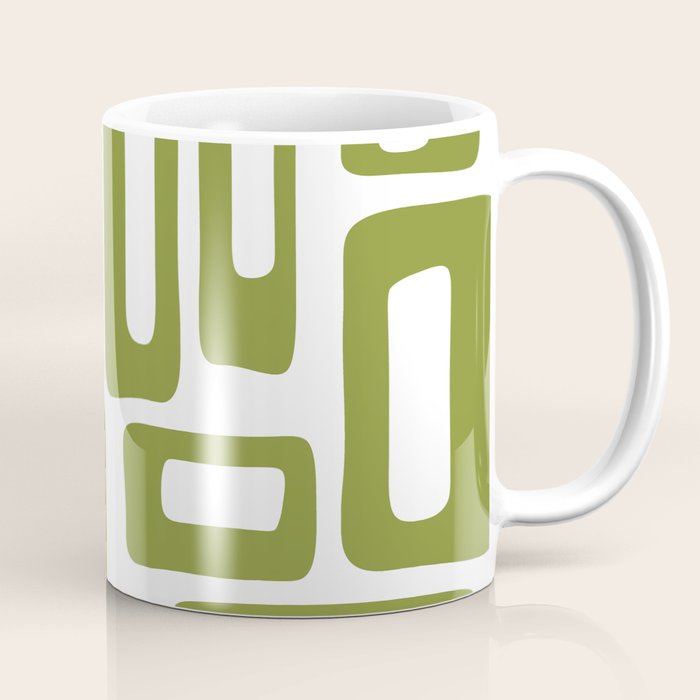 Retro Mid Century Modern Abstract Pattern 336 Olive Green Coffee Mug