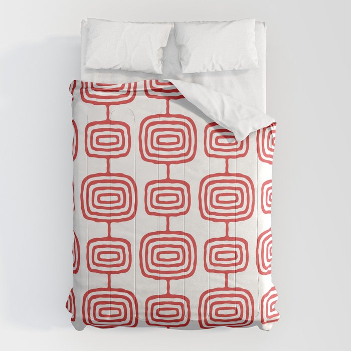 Mid Century Modern Atomic Rings Pattern Red 3 Comforter