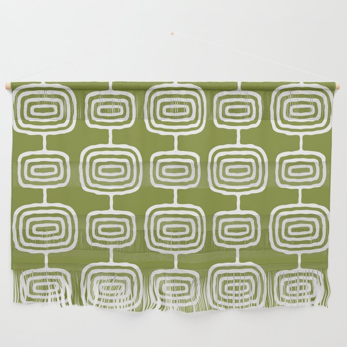 Mid Century Modern Atomic Rings Pattern Mid Mod Olive Green Wall Hanging