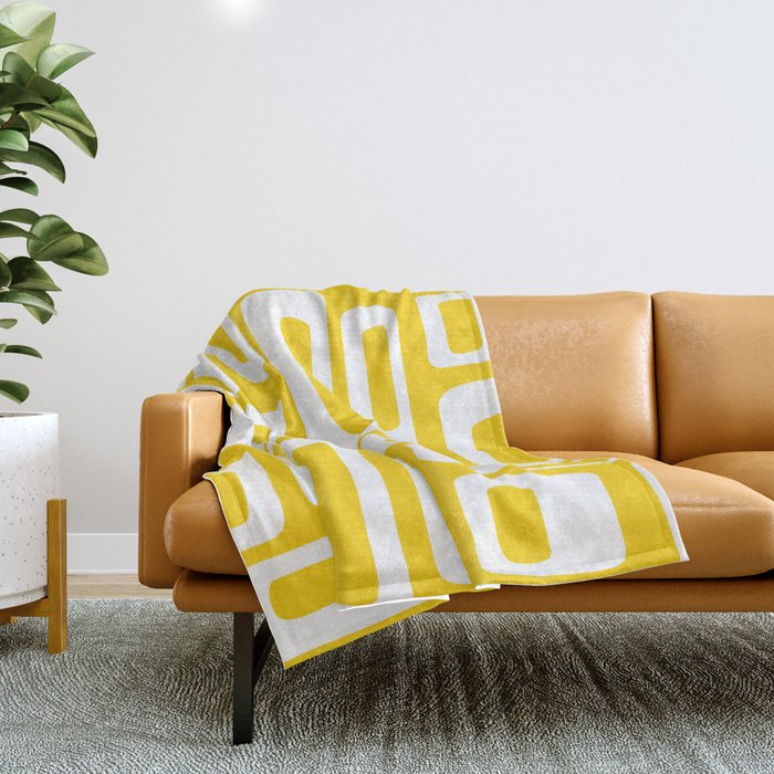 Retro Mid Century Modern Abstract Pattern 335 Yellow Throw Blanket