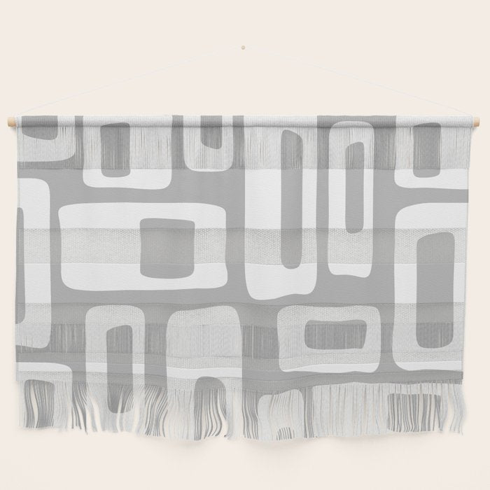 Retro Mid Century Modern Abstract Pattern 335 Mid Mod Winter Gray Wall Hanging