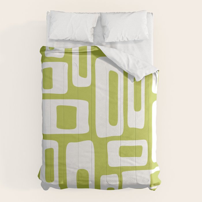 Retro Mid Century Modern Abstract Pattern 335 Chartreuse Comforter