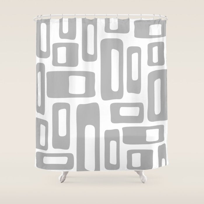 Retro Mid Century Modern Abstract Pattern 336 Gray Shower Curtain