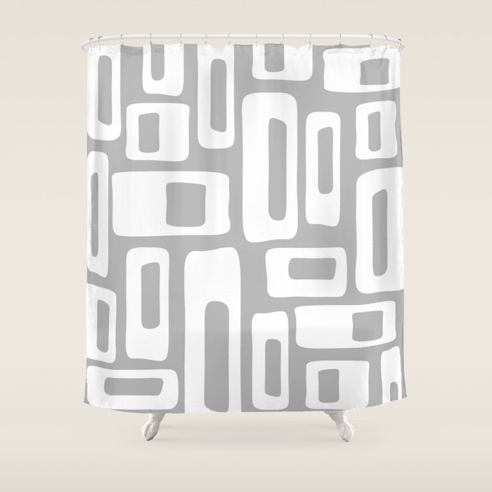 Retro Mid Century Modern Abstract Pattern 335 Mid Mod Winter Gray Shower Curtain
