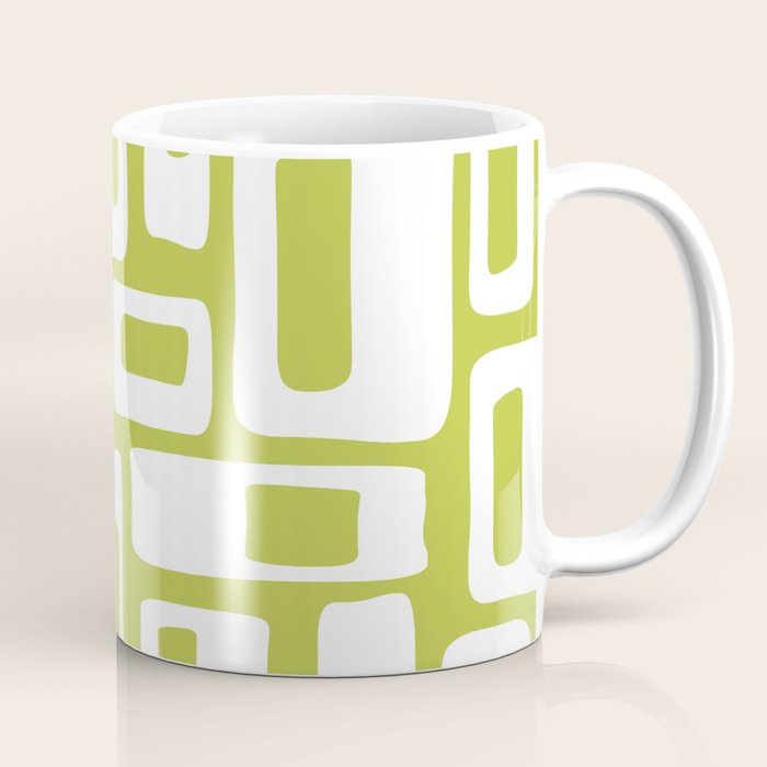 Retro Mid Century Modern Abstract Pattern 335 Chartreuse Coffee Mug