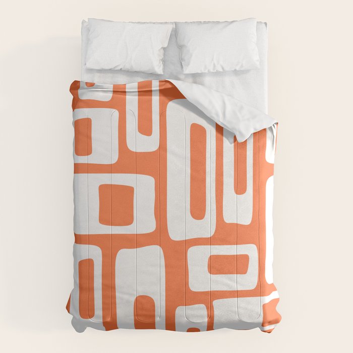 Retro Mid Century Modern Abstract Pattern 335 Orange Comforter