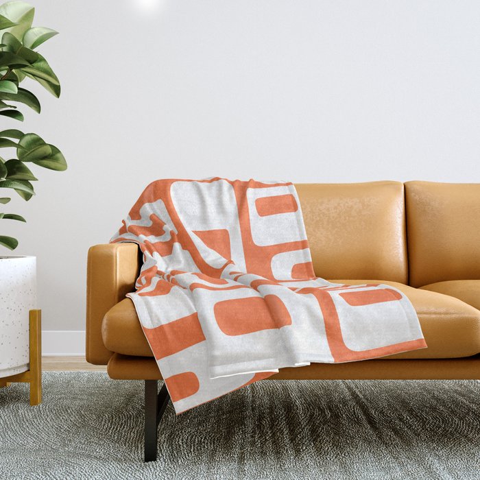 Retro Mid Century Modern Abstract Pattern 335 Orange Throw Blanket