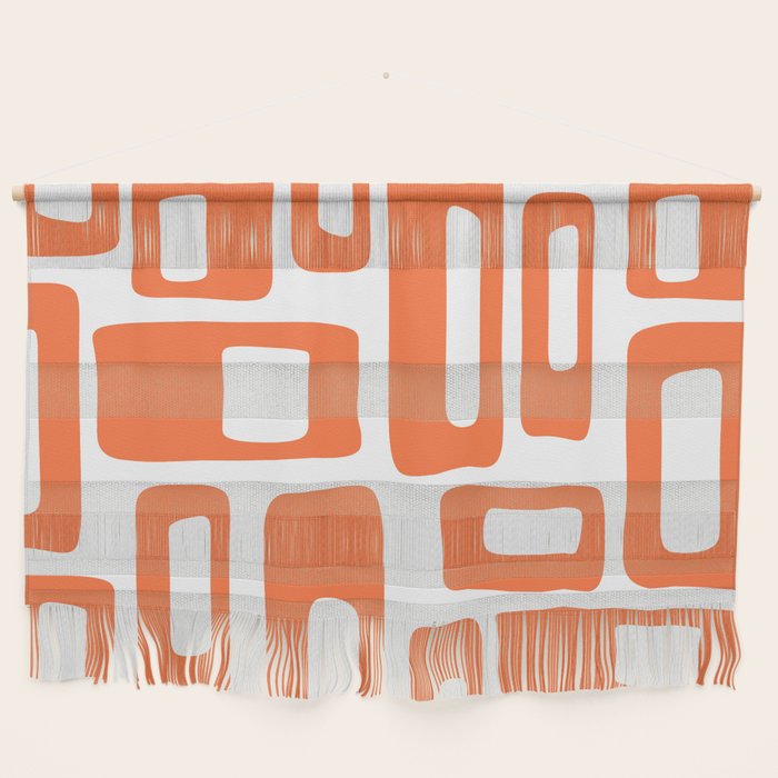 Retro Mid Century Modern Abstract Pattern 336 Orange Wall Hanging