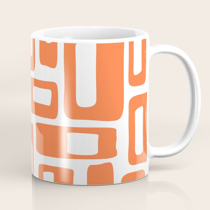 Retro Mid Century Modern Abstract Pattern 336 Orange Coffee Mug
