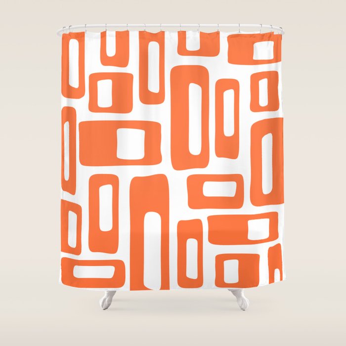 Retro Mid Century Modern Abstract Pattern 336 Orange Shower Curtain