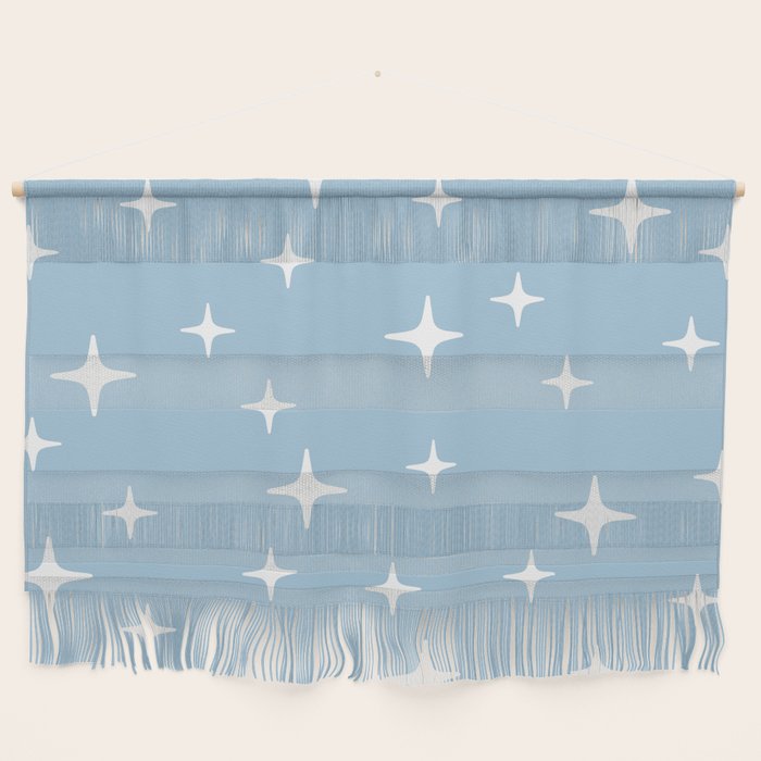 Mid Century Modern Star Pattern 443 Pale Blue Wall Hanging