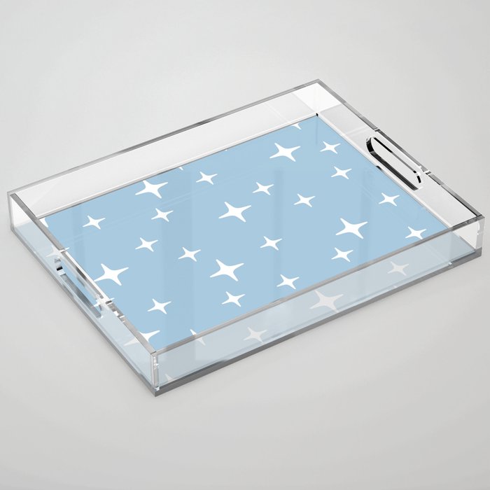 Mid Century Modern Star Pattern 443 Pale Blue Acrylic Tray