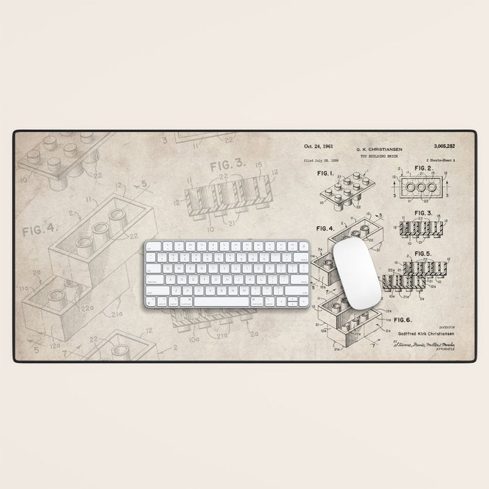 Legos Patent - Legos Brick Art - Antique Desk Mat