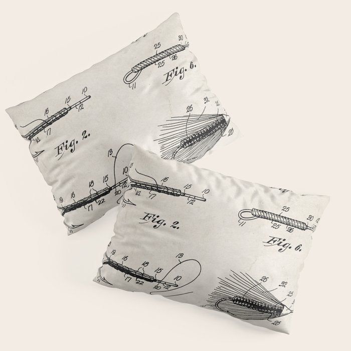 Fly Fishing Patent - Fisherman Art - Antique Pillow Sham