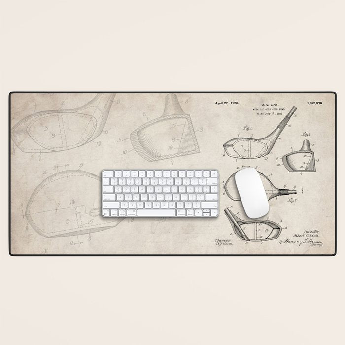 Golf Driver Patent - Golf Art - Antique Desk Mat