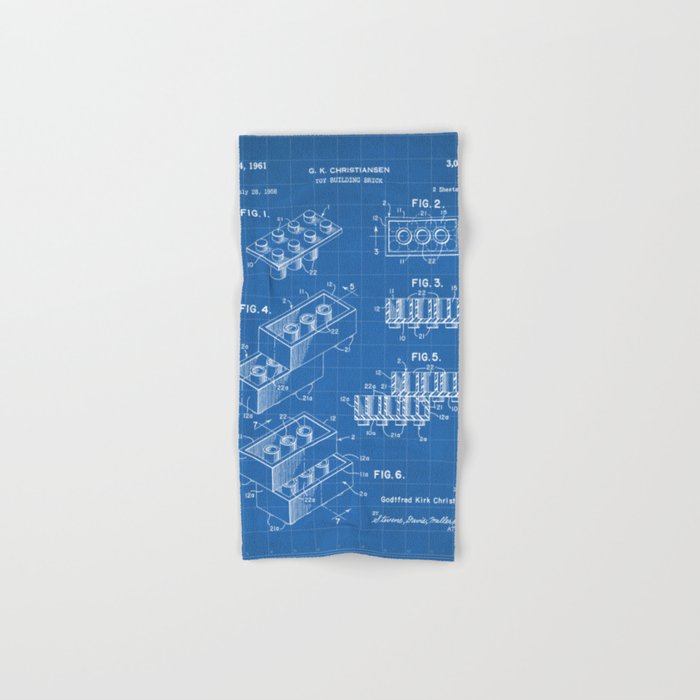 Legos Patent - Legos Brick Art - Blueprint Bath Towel