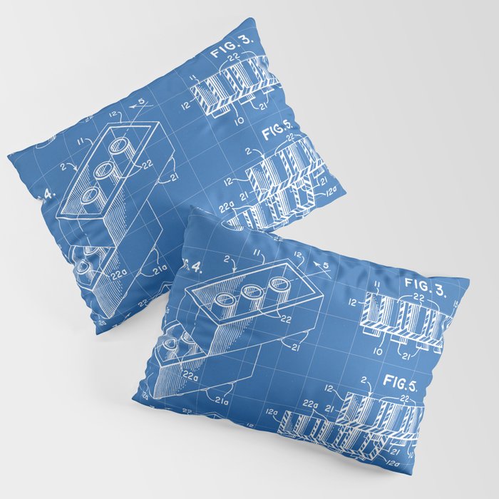Legos Patent - Legos Brick Art - Blueprint Pillow Sham