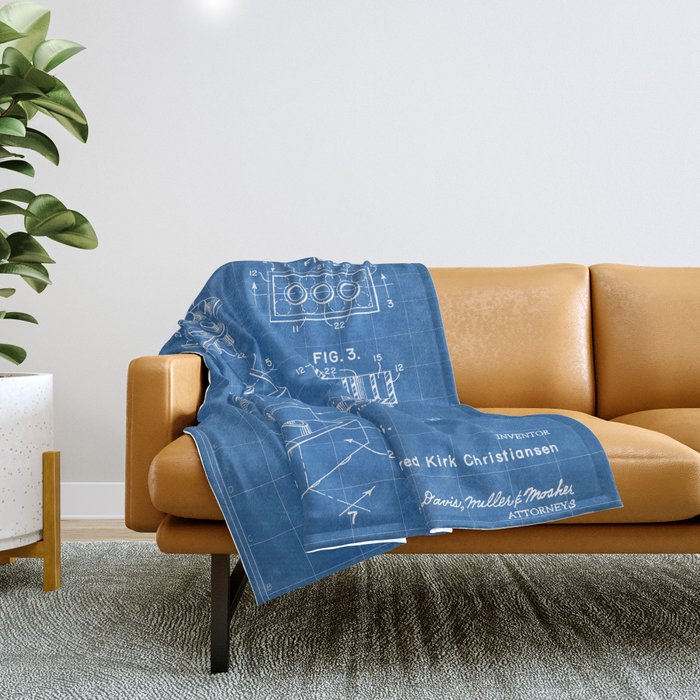 Legos Patent - Legos Brick Art - Blueprint Throw Blanket
