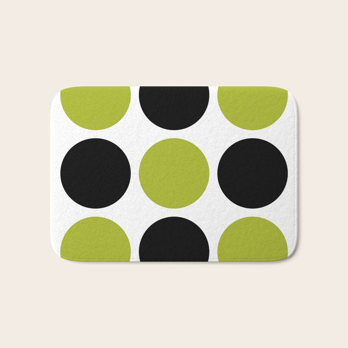 Mid Century Modern Scandinavian Decor Black And Chartreuse Bath Mat