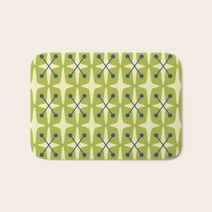 Mid Century Modern Atomic Starburst Pattern 541 Green Bath Mat