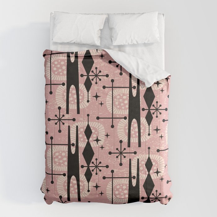 Retro Atomic Mid Century Pattern 771 Dusty Rose Comforter