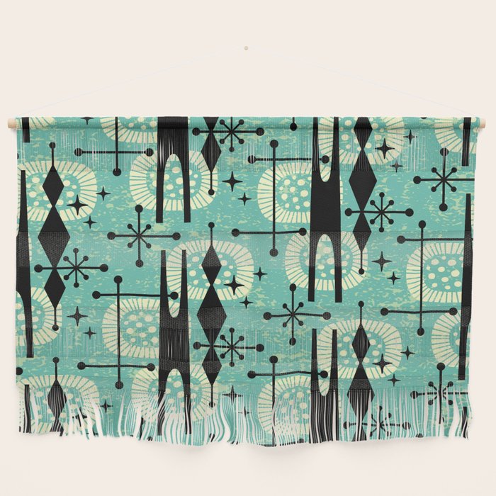 Retro 1950s Style Mid Century Modern 771 Mid Mod Turquoise Wall Hanging