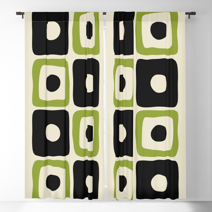Mid Century Modern Scandinavian Pattern 592 Black And Chartreuse Window Curtain