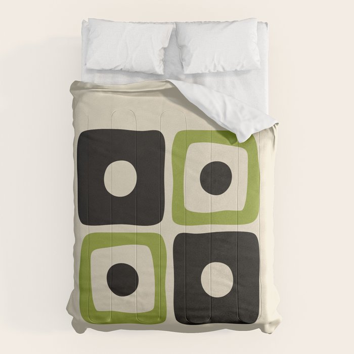 Mid Century Modern Scandinavian Pattern 592 Black And Chartreuse Comforter