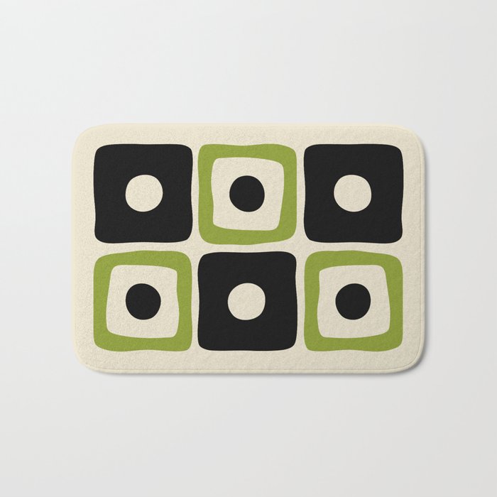 Mid Century Modern Scandinavian Pattern 592 Black And Chartreuse Bath Mat