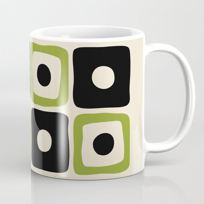 Mid Century Modern Scandinavian Pattern 592 Black And Chartreuse Coffee Mug