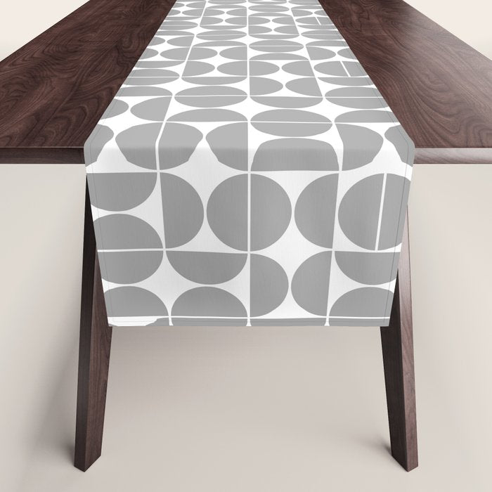 Mid Century Modern Geometric 04 Grey Table Runner