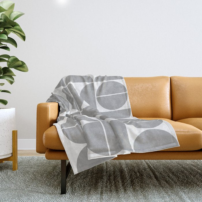 Mid Century Modern Geometric 04 Grey Throw Blanket