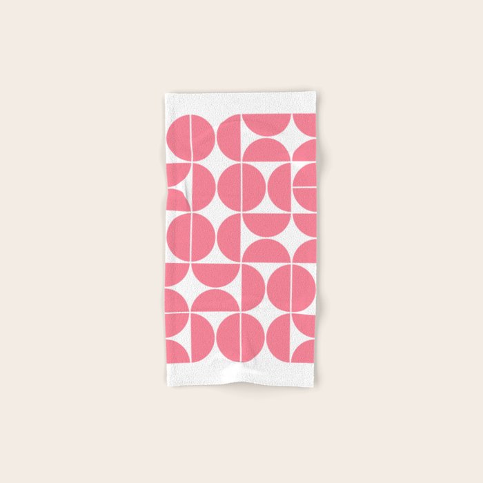 Mid Century Modern Geometric 04 Pink Bath Towel
