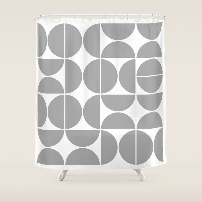 Mid Century Modern Geometric 04 Grey Shower Curtain