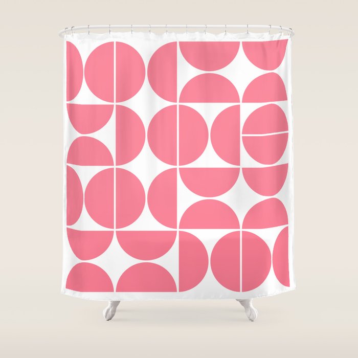 Mid Century Modern Geometric 04 Pink Shower Curtain