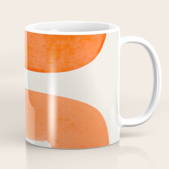 Mid Century Modern Abstract Minimalist Abstract Vintage Retro Orange Watercolor Brush Strokes Coffee Mug
