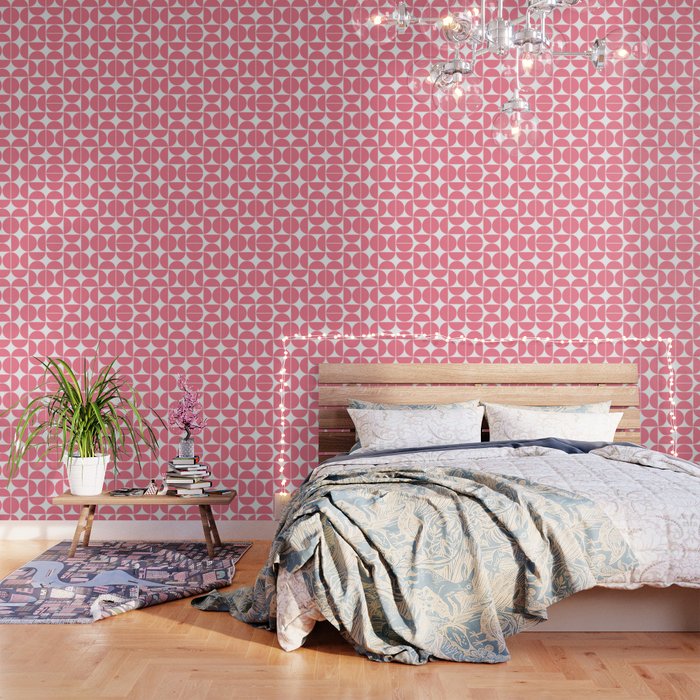 Mid Century Modern Geometric 04 Pink Wallpaper