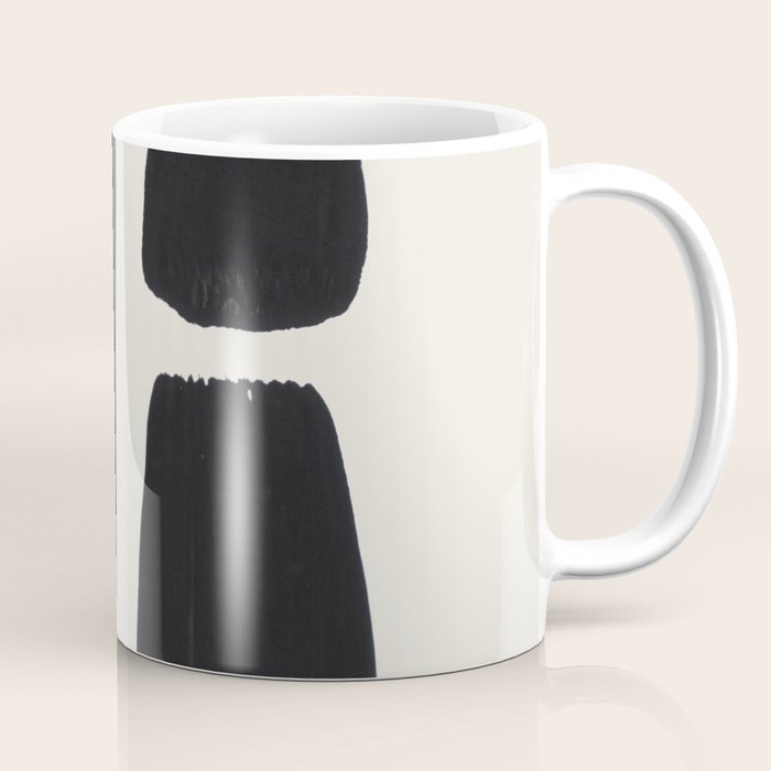 Mid Century Modern Minimalist Abstract Art Brush Strokes Black & White Ink Art Square Shapes Coffee Mug