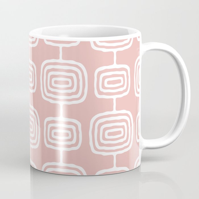 Mid Century Modern Atomic Rings Pattern Dusty Rose Coffee Mug