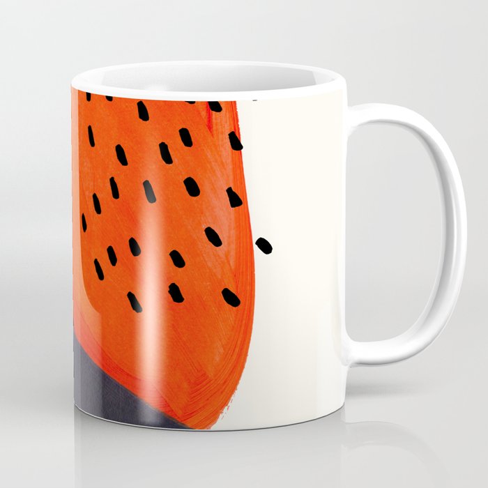 Mid Century Modern Abstract Minimalist Fun Colorful Shapes Patterns Orange Blue Bubbles Organic Coffee Mug